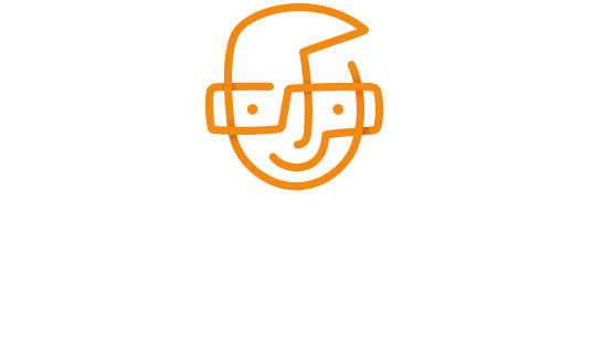 RouteGenius-Logo – ein freundliches Gesicht mit Brille